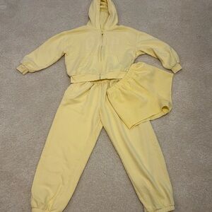 GAP Logo Light Yellow Hoodie and Jogger Set with Matching Shorts